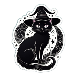 cat witch SVG PNG design with clean design elements