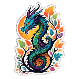 dragon autumn leaves SVG PNG design with clean design elements