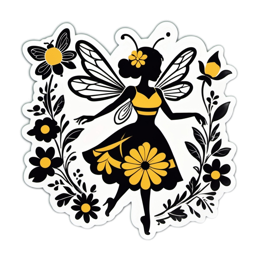 fairy flowerstickers flower SVG PNG design with black and yellow floral elements