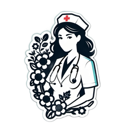 nurse flowers floral SVG PNG design with clean design elements, black and white floral elements