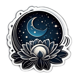 night sky flower SVG PNG design with clean design elements, black and white floral elements