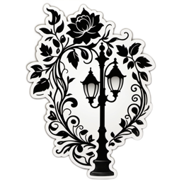lantern floral SVG PNG design with black and white floral elements
