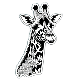 artistic giraffe floral SVG PNG design with black and white floral elements