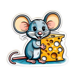 sticker mouse cheese SVG PNG design with clean design elements