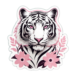 artistic tiger flowers floral SVG PNG design with clean design elements, black and white floral elements