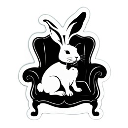illustration rabbit chair SVG PNG design with clean design elements