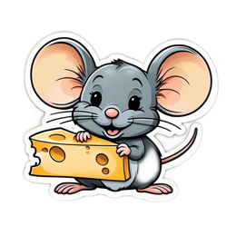 cheerful mouse cheese SVG PNG design with clean design elements