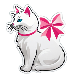 pink bow white cat SVG PNG design
