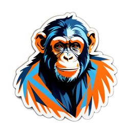 sticker chimpanzee SVG PNG design with clean design elements