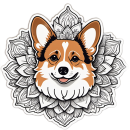 dog corgi mandala SVG PNG design with clean design elements