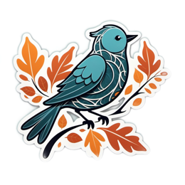 bird autumnleaves SVG PNG design with orange floral elements
