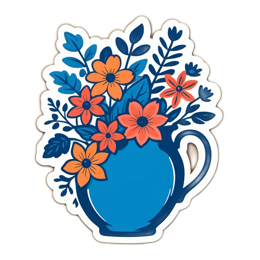 flower arrangement vase SVG PNG design with orange and green floral elements