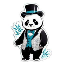 panda gentleman SVG PNG design with clean design elements