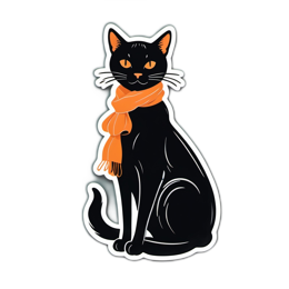 black cat scarf SVG PNG design with clean design elements