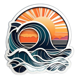 sunset wave ocean SVG PNG design with clean design elements