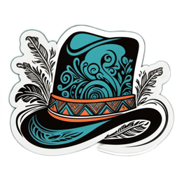 hatted floral SVG PNG design with black and orange floral elements
