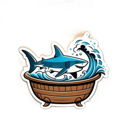 sticker shark bath SVG PNG design with clean design elements