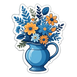 flower vase bouquet SVG PNG design with orange and green floral elements