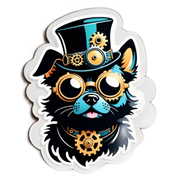 artsy steampunk dog SVG PNG design with clean design elements