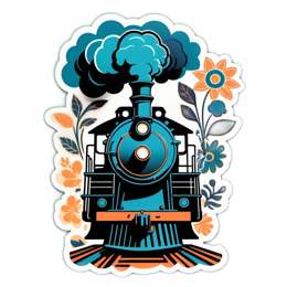 train flower SVG PNG design with clean design elements