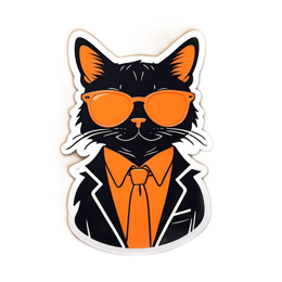 cool cat sticker SVG PNG design with clean design elements