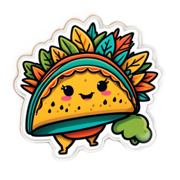 taco autumn SVG PNG design with orange and green floral elements