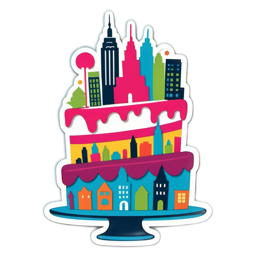 cake cityscape colorful SVG PNG design