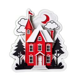 fantasy redhouse moon SVG PNG design with clean design elements