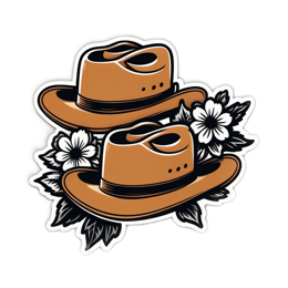 hats flowers floral SVG PNG design with clean design elements, black and white floral elements