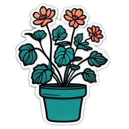 plants stickers flower SVG PNG design with clean design elements, orange and green floral elements