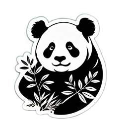 panda blackandwhite sticker SVG PNG design with clean design elements