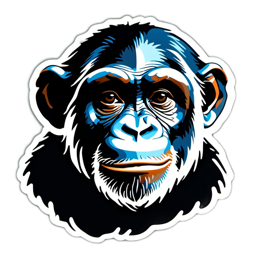 chimpanzee sticker SVG PNG design with clean design elements