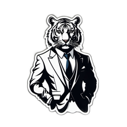 tiger suit sticker SVG PNG design with clean design elements