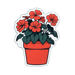 flowers pot red SVG PNG design with clean design elements, red and green floral elements