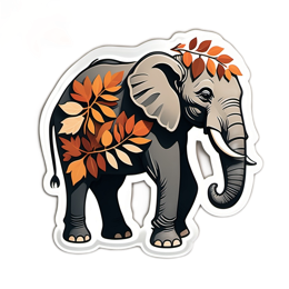 autumn elephant SVG PNG design with clean design elements, orange and green floral elements