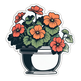 flower pot blossoms SVG PNG design with orange and green floral elements