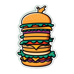 burger stack colorful SVG PNG design with clean design elements