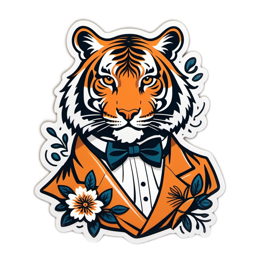 artistic tiger floral SVG PNG design with black and white floral elements