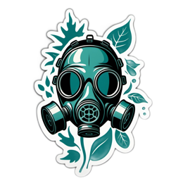 gas mask plants SVG PNG design with clean design elements, green floral elements