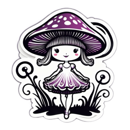 mushroom girl SVG PNG design with clean design elements
