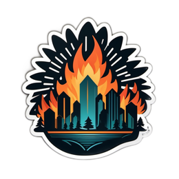 fire cityscape SVG PNG design with clean design elements