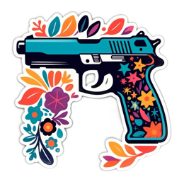 flower pattern gun SVG PNG design with clean design elements, pink and green floral elements