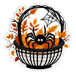 spider autumn leaves SVG PNG design with clean design elements, black and orange floral elements