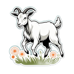 goat flowers SVG PNG design with clean design elements, white and orange floral elements