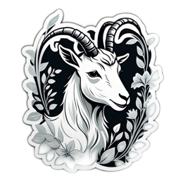 grazing goat floral SVG PNG design with floral elements
