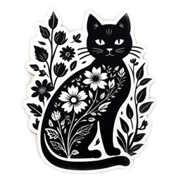 animals flowerdesign floral SVG PNG design with clean design elements, black and white floral elements