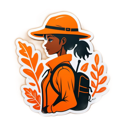 hiking adventure SVG PNG design with black and orange floral elements