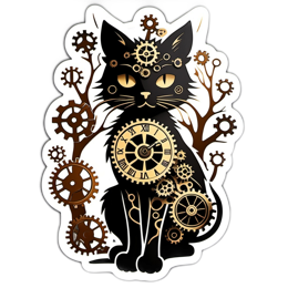 stylized cat steampunk SVG PNG design
