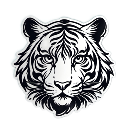 tiger sticker blackandwhite SVG PNG design with clean design elements