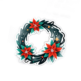 christmas wreath sticker floral SVG PNG design with clean design elements, white and red floral elements